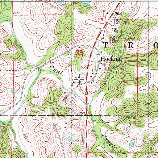 Topographic Map of Hocking Post Office (historical), IA