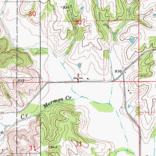 Topographic Map of Enon Post Office (historical), IA