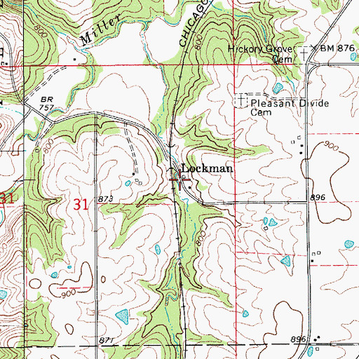 Topographic Map of Lockman Post Office (historical), IA
