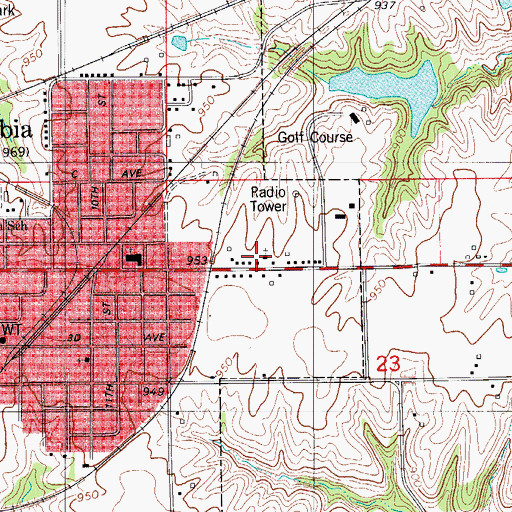 Topographic Map of First Baptist Church, IA