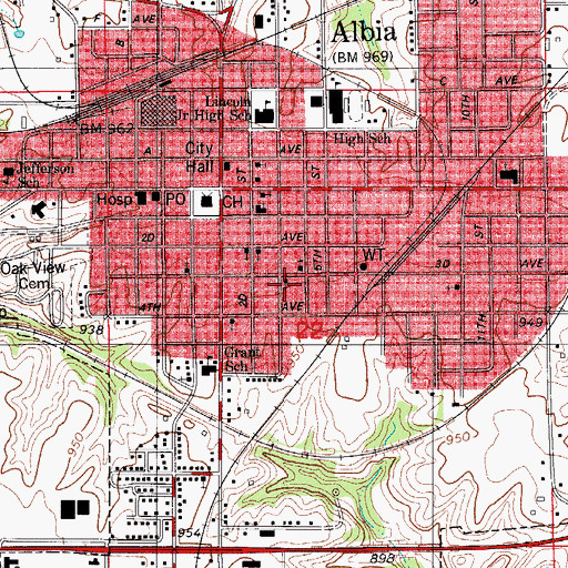 Topographic Map of Albia Holiness Church of God, IA