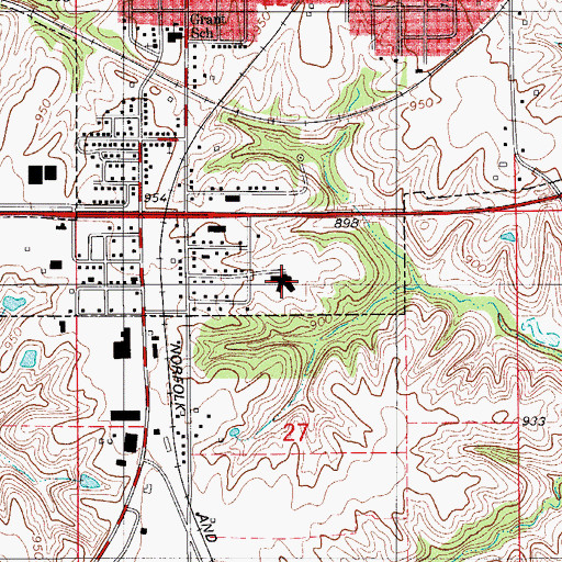 Topographic Map of Oakwood Nursing and Rehabilitation Center, IA