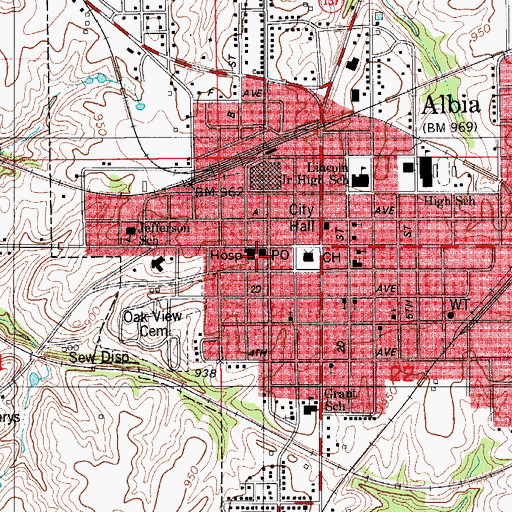 Topographic Map of Albia Post Office, IA
