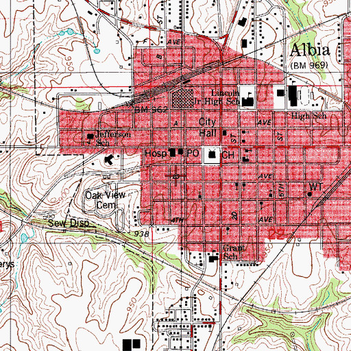 Topographic Map of Monroe County Sheriff's Office, IA