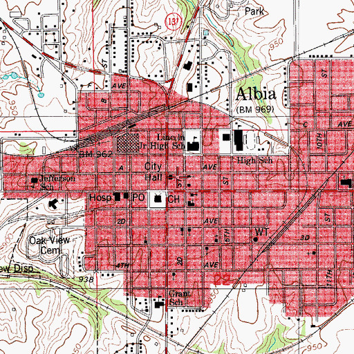 Topographic Map of Monroe County Historical Museum, IA