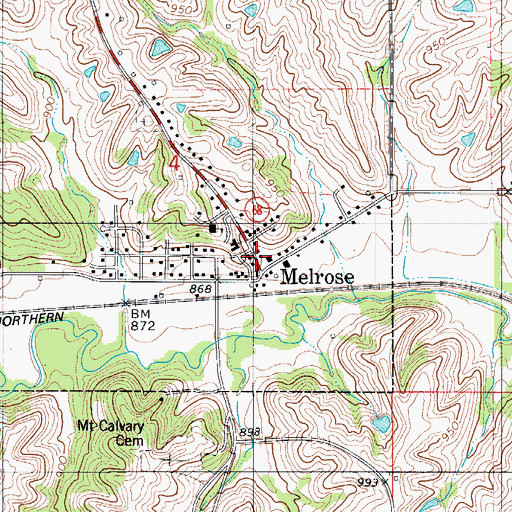 Topographic Map of Melrose Fire Department, IA