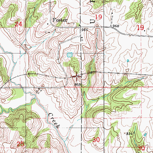 Topographic Map of Foster (historical), IA