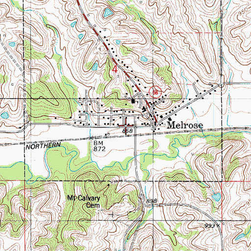 Topographic Map of Melrose Methodist Cemetery, IA