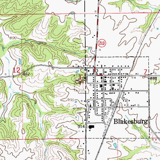 Topographic Map of Blakesburg Cemetery, IA