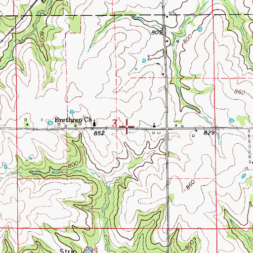 Topographic Map of Johnston Family Cemetery, IA