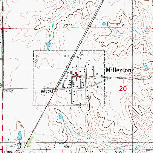 Topographic Map of Millerton Post Office (historical), IA