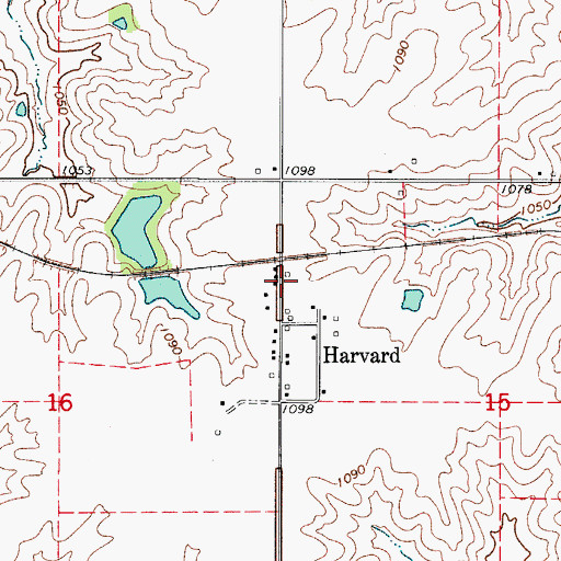 Topographic Map of Harvard (historical), IA