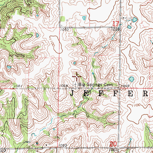 Topographic Map of Big Spring Post Office (historical), IA