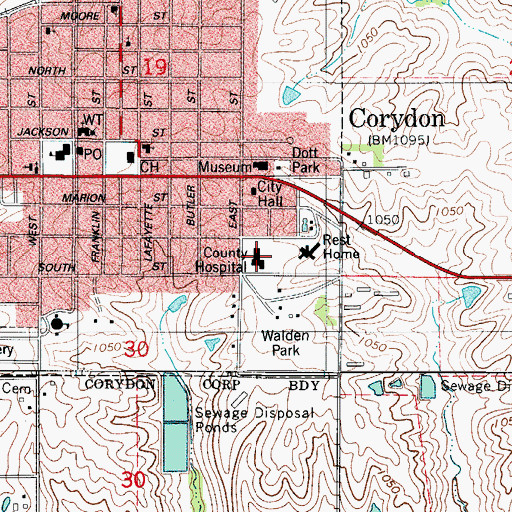Topographic Map of Corydon Medical Clinic, IA