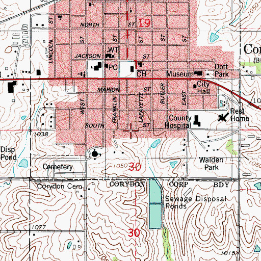 Topographic Map of Corydon Dental Clinic, IA