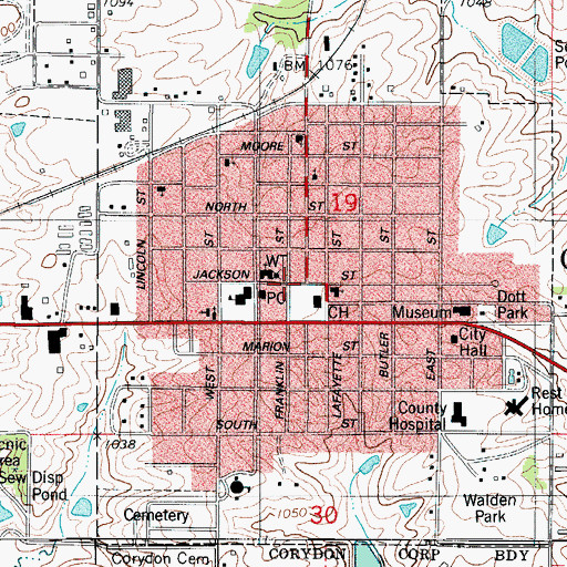 Topographic Map of Rathbun Mentoal Health Center, IA