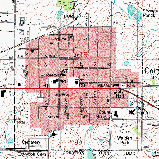 Topographic Map of First Christian Church, IA