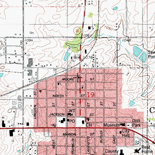 Topographic Map of Corydon Bible Church, IA