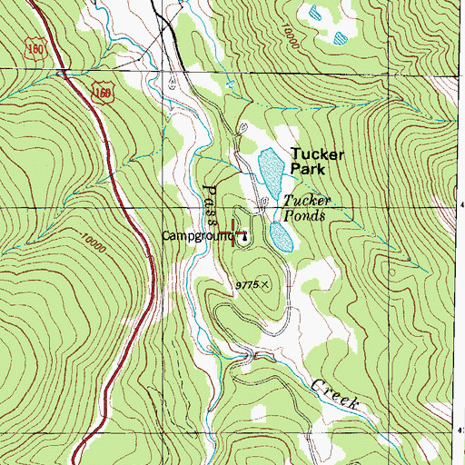 Topographic Map of Tucker Ponds Recreation Area, CO