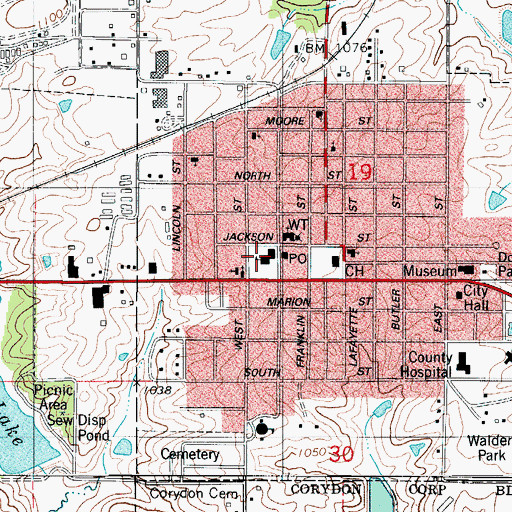 Topographic Map of Wayne High School, IA