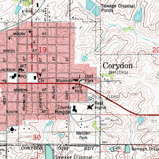 Topographic Map of Miles Log Cabin, IA