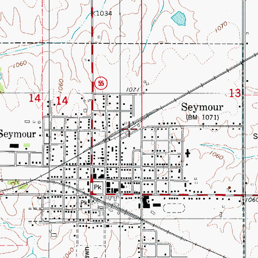 Topographic Map of Seymour, IA