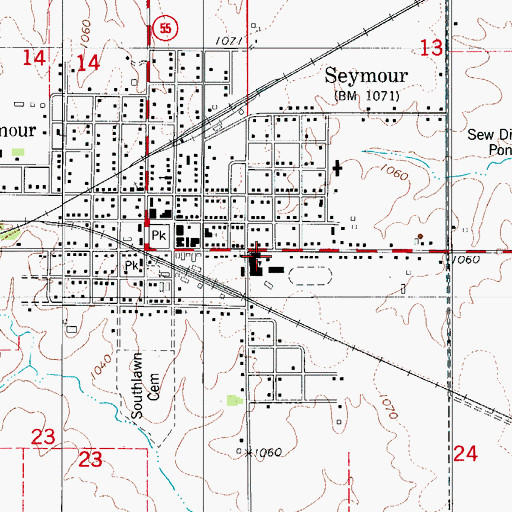 Topographic Map of Seymour Elementary School, IA