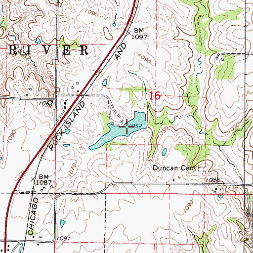 Topographic Map of Moore-Gosch Memorial Park, IA