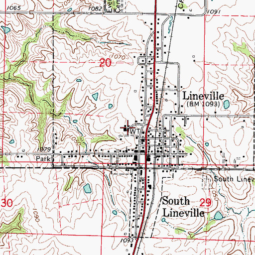 Topographic Map of Lineville-Clio Junior-Senior High School, IA