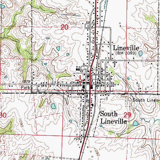 Topographic Map of Lineville, IA