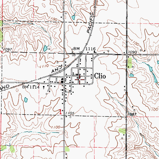 Topographic Map of Clio Post Office, IA