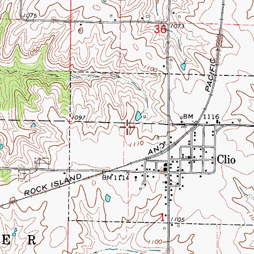 Topographic Map of Clio, IA
