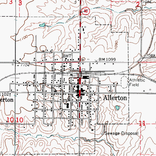 Topographic Map of Allerton, IA