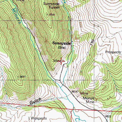 Topographic Map of Corsair Mine, CO