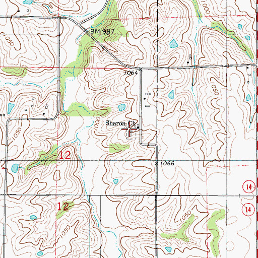 Topographic Map of Sharon Cemetery, IA