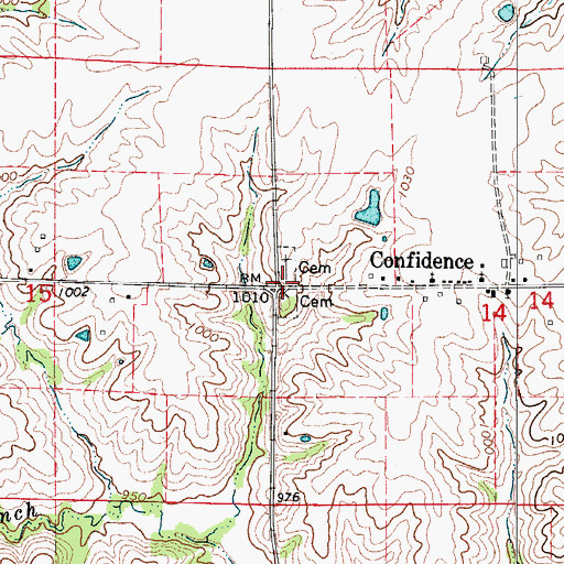 Topographic Map of Confidence Cemetery, IA
