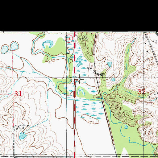 Topographic Map of Pin Oak Marsh, IA