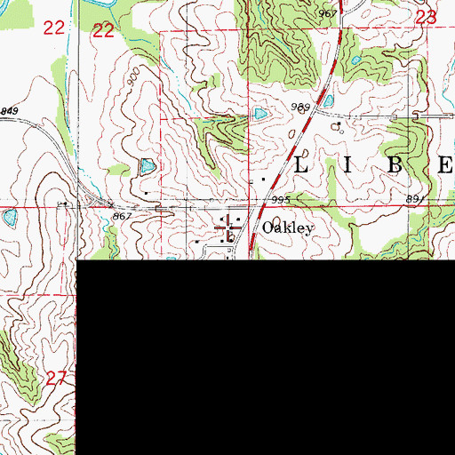 Topographic Map of Oakley Park, IA