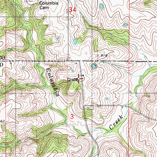 Topographic Map of Clear Cemetery, IA