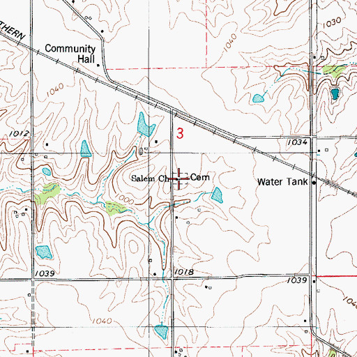 Topographic Map of Salem Cemetery, IA
