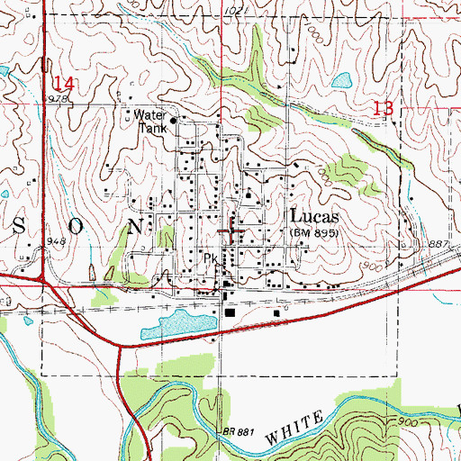 Topographic Map of Lucas Presbyterian Church, IA