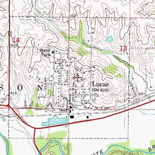Topographic Map of Lucas Elementary School, IA