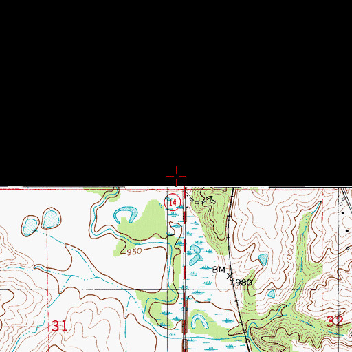 Topographic Map of The Mormon Trail Historical Marker, IA