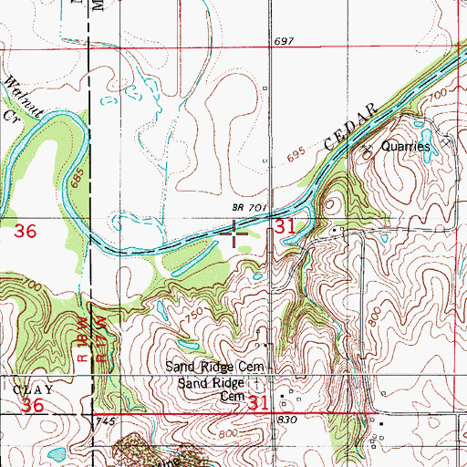 Topographic Map of Cedar Creek Access, IA
