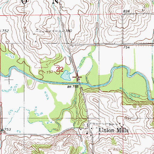 Topographic Map of Union Mills Access, IA