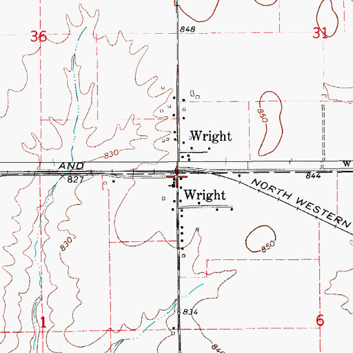 Topographic Map of Wright Post Office (historical), IA