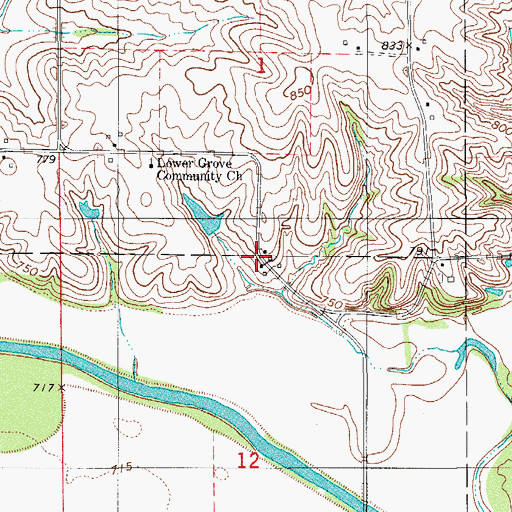 Topographic Map of Bernina Post Office (historical), IA
