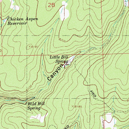 Topographic Map of Wild Bill Number Six Reservoir, CO