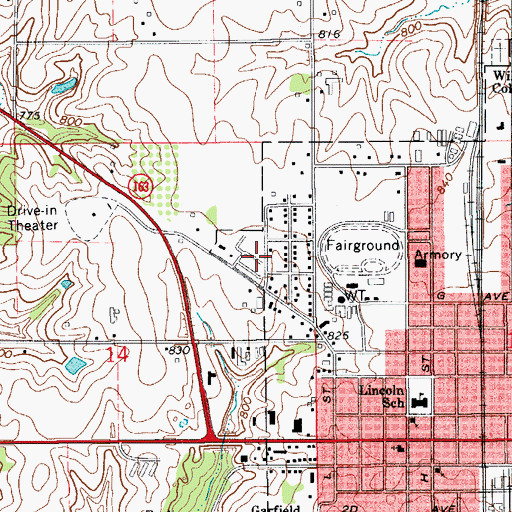Topographic Map of Lamson Mobile Home Park, IA
