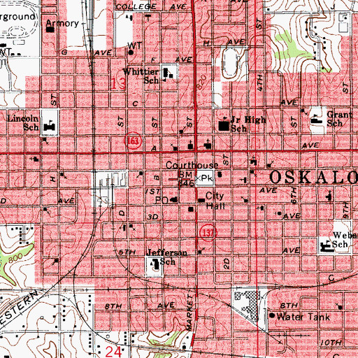 Topographic Map of Central Vision Center, IA